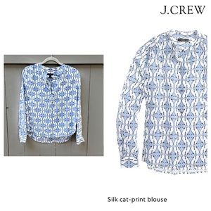 COPY - J.Crew/Silk Cat Print Blouse Top Sz 4